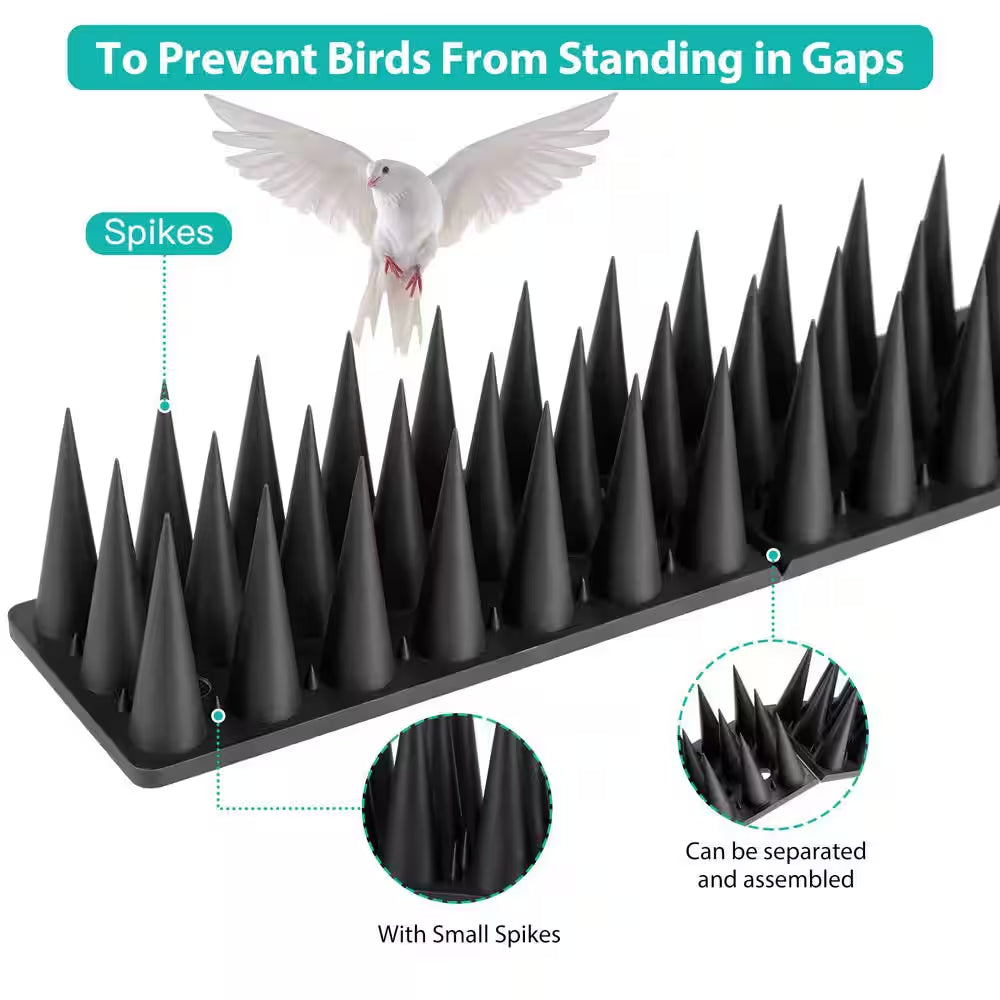 Black Bird Spikes, Animal Deterrent Spikes for Bird, Squirrel, Raccoon, Pigeon and Cat (20-Pack)