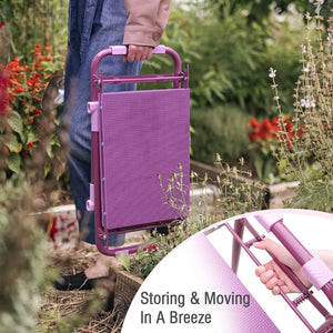Folding Garden Kneeler, Portable Garden Kneeler Seat Bench with Tool Pouch and Gloves, Garden Kneeler Stool with Rugged & Sturdy Steel Frame(Purple)