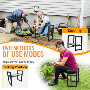 Garden Kneeler and Seat 19" X 20" Foldable Sturdy Metal Gardening Bench Kneeler and Seat, Soft Bench Kneeler,Black