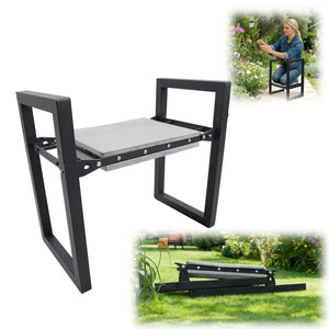 Garden Kneeler and Seat 19" X 20" Foldable Sturdy Metal Gardening Bench Kneeler and Seat, Soft Bench Kneeler,Black