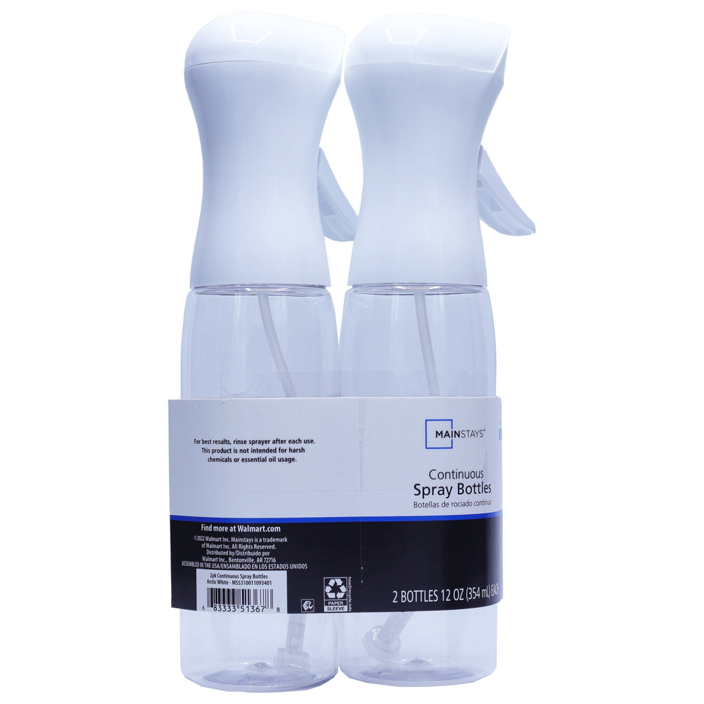 Plastic Continuous Mister Spray Bottle, 2-Pack