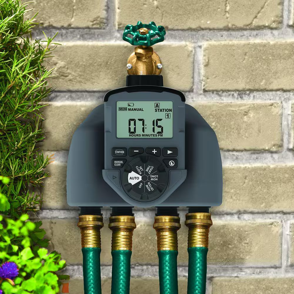 4-Outlet Programmable Hose Watering Timer Sprinkler Timer