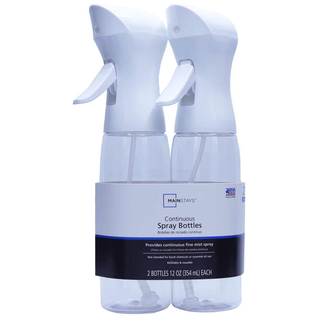 Plastic Continuous Mister Spray Bottle, 2-Pack