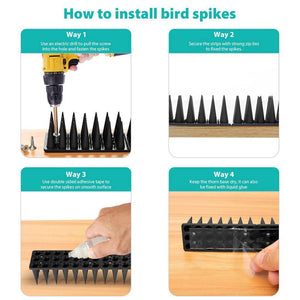 Black Bird Spikes, Animal Deterrent Spikes for Bird, Squirrel, Raccoon, Pigeon and Cat (20-Pack)