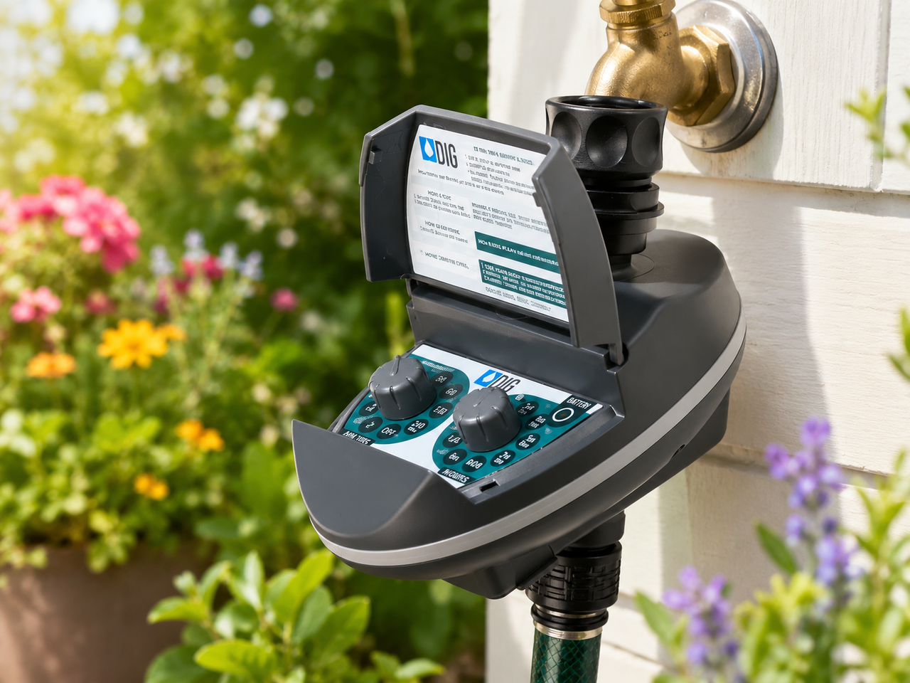 2-Dial Programmable Hose End Faucet Timer, Automatic Garden Watering Timer, Digital Irrigation Controller, Hose Faucet Water Timer, Sprinkler Timer with Dual Dials, Outdoor Watering System for Lawn, Yard, Garden, Plants, Patio, Greenhouse
