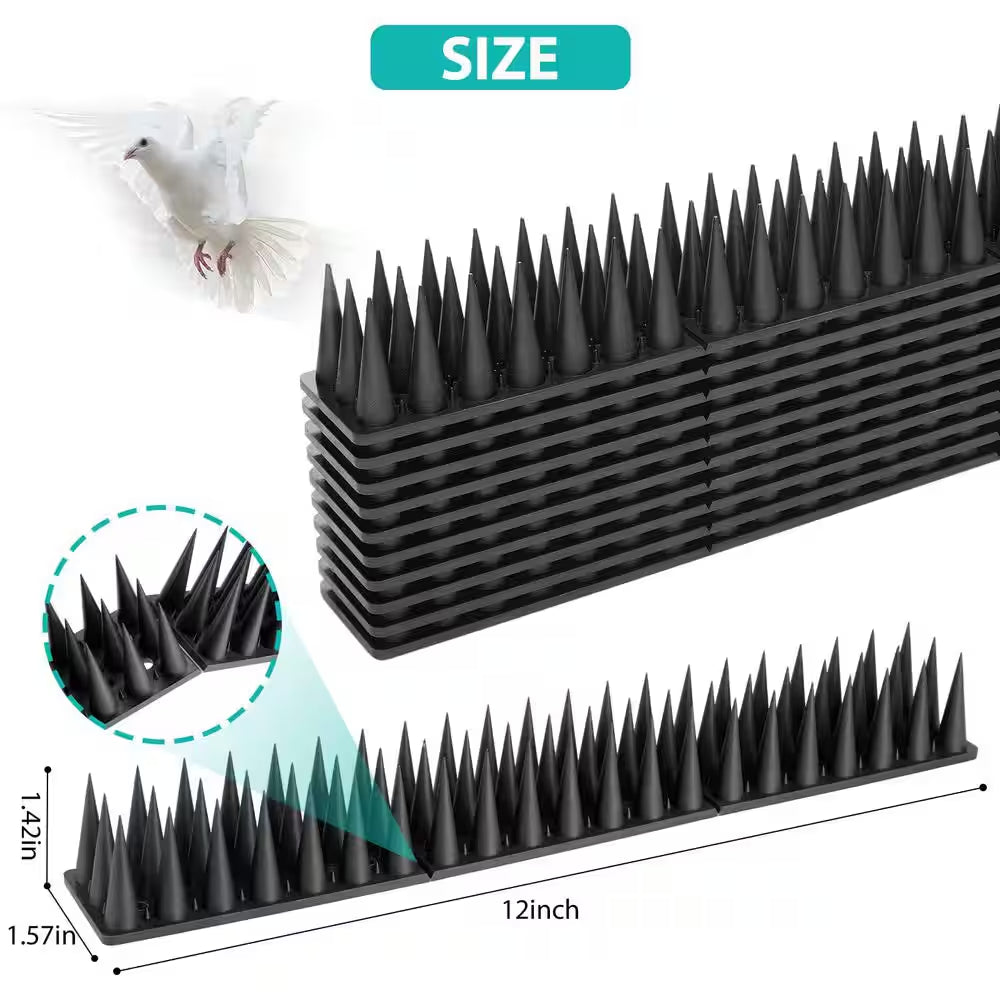 Black Bird Spikes, Animal Deterrent Spikes for Bird, Squirrel, Raccoon, Pigeon and Cat (20-Pack)
