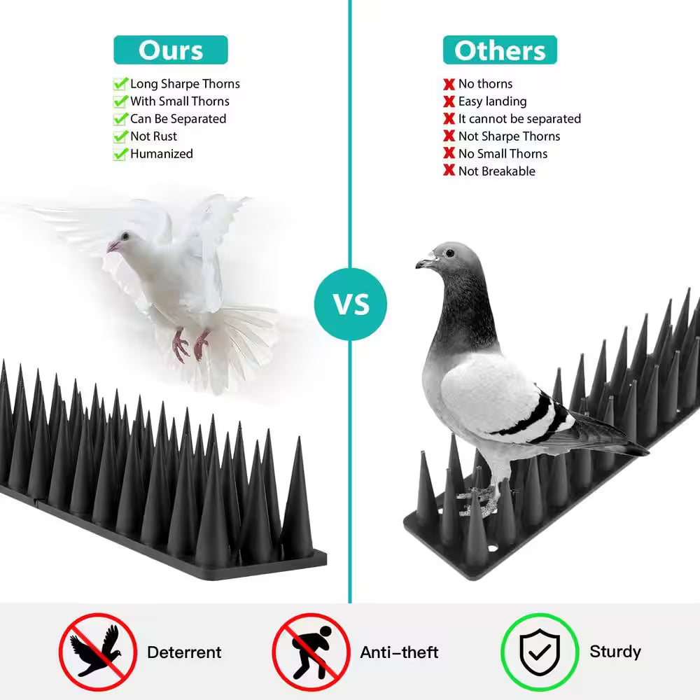 Black Bird Spikes, Animal Deterrent Spikes for Bird, Squirrel, Raccoon, Pigeon and Cat (20-Pack)