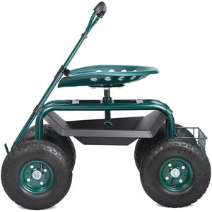 17 In. to 21 In. Garden Rolling Workseat with 360° Swivel for Patio, Yard, Outdoors