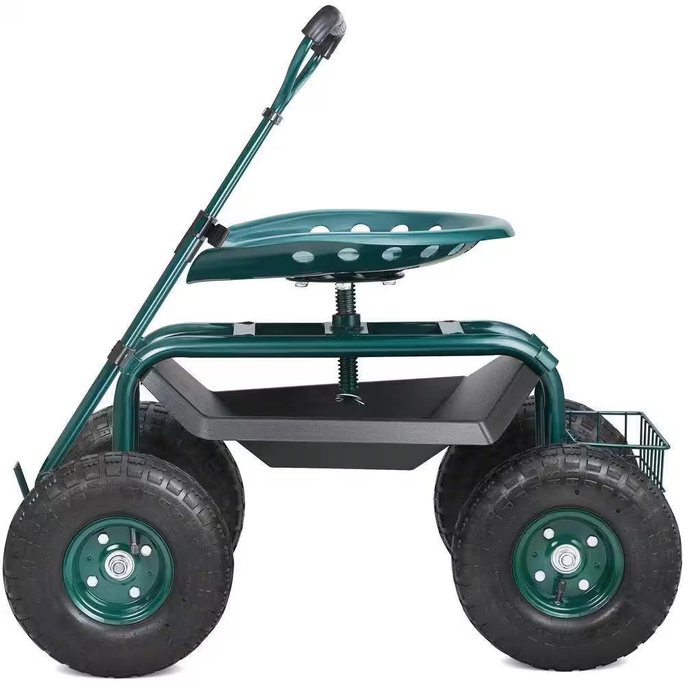 17 In. to 21 In. Garden Rolling Workseat with 360° Swivel for Patio, Yard, Outdoors