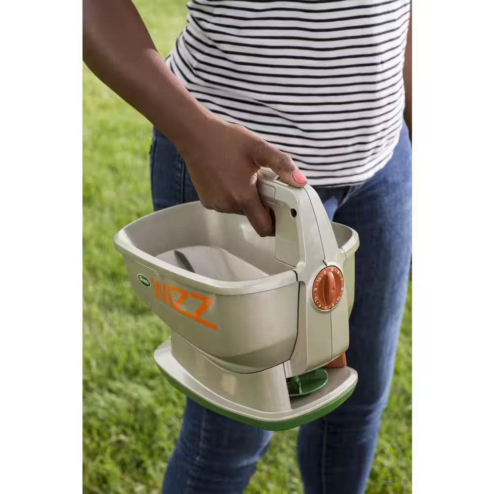 Wizz Spreader Holds up to 2,500 Sq. Ft. of Product, Handheld Spreader for Grass Seed, Fertilizer, Salt and Ice Melt