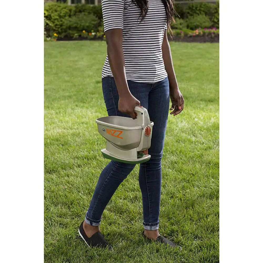Wizz Spreader Holds up to 2,500 Sq. Ft. of Product, Handheld Spreader for Grass Seed, Fertilizer, Salt and Ice Melt