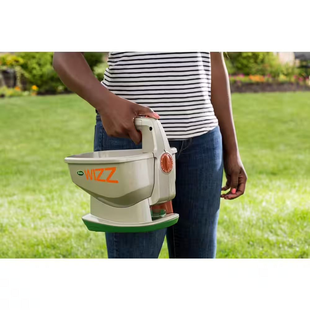 Wizz Spreader Holds up to 2,500 Sq. Ft. of Product, Handheld Spreader for Grass Seed, Fertilizer, Salt and Ice Melt