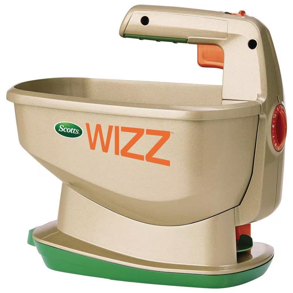 Wizz Spreader Holds up to 2,500 Sq. Ft. of Product, Handheld Spreader for Grass Seed, Fertilizer, Salt and Ice Melt